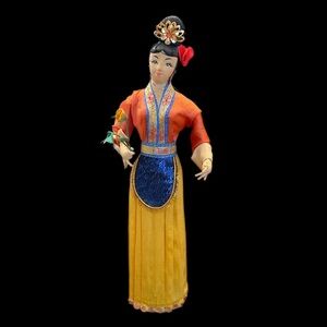 Vintage Asian Lady Doll | Cloth Body Figurine | Made in Taiwan